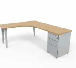 Bureau compact 90° symétrique Evidence - l. 160 x pr. 60 cm + caisson hauteur bureau