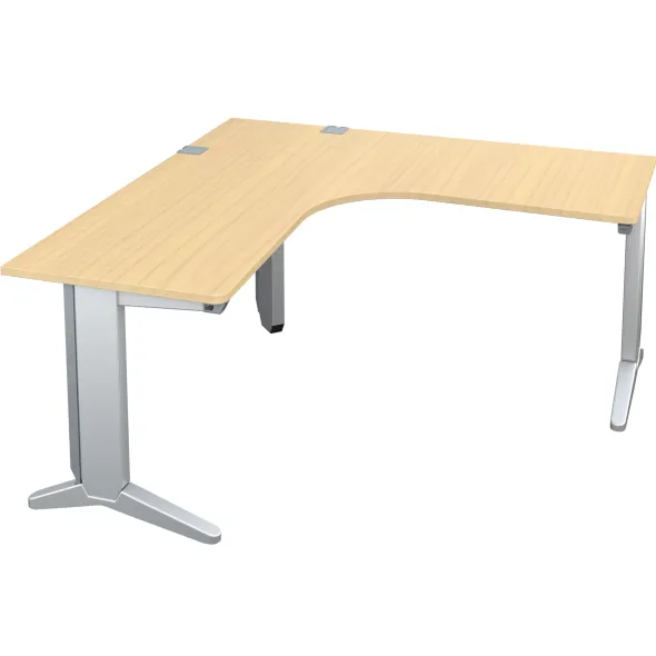Bureau compact 90° symétrique Fusion - l. 160 x pr. 66 cm - pieds C
