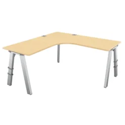 Bureau compact 90° symétrique Fusion - l. 160 x pr. 66 cm - 4 pieds