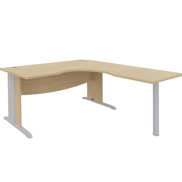 Bureau compact 90° symétrique Majesty - l. 160 x pr. 70 cm - piétement à dégagement latéral
