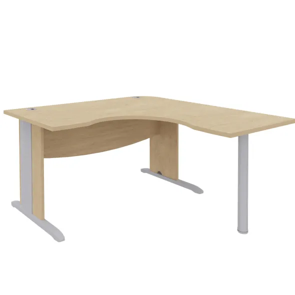 Bureau compact 90° symétrique Majesty - l. 140 x pr. 70 cm - piétement à dégagement latéral
