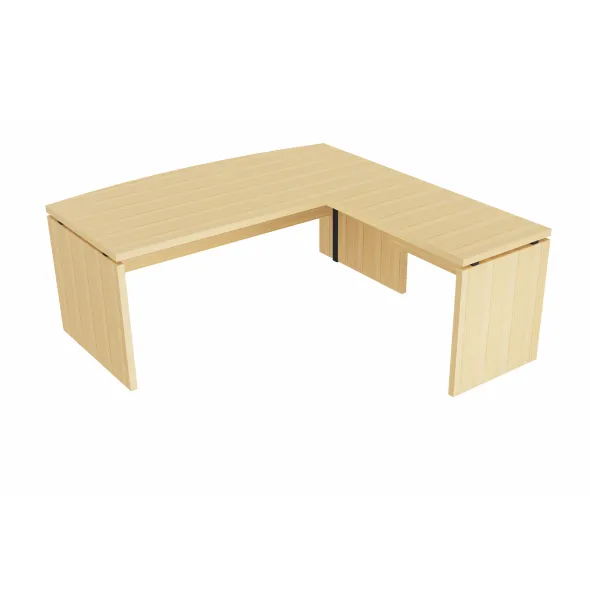 Bureau courbe Amphitéo - l. 180 x pr. 80-90 cm + retour sur pied l. 100 x pr. 60 cm