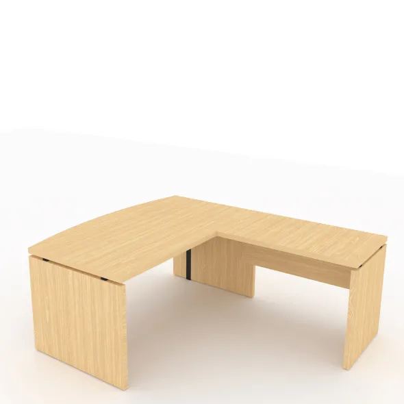 Bureau courbe Amphitéo - l. 160 x pr. 80-90 cm + retour sur pied l. 100 x pr. 60 cm