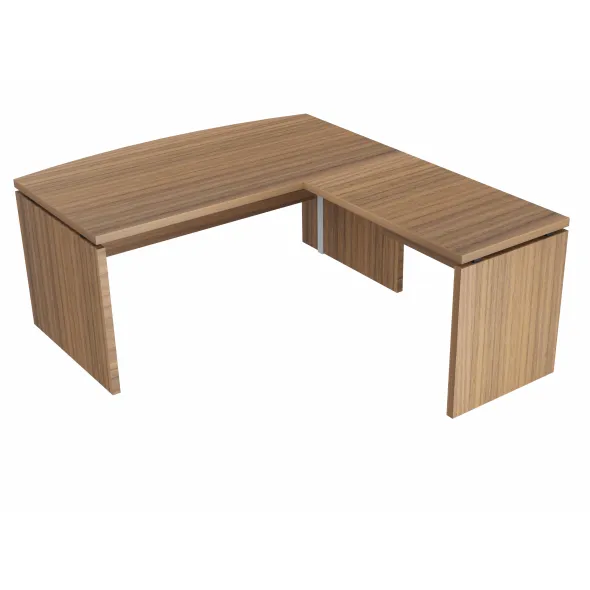 Bureau courbe Amphitéo - l. 160 x pr. 80-90 cm + retour sur pied l. 100 x pr. 60 cm