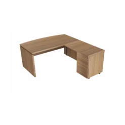 Bureau courbe Amphitéo - l. 160 x pr. 80-90 cm + retour sur caisson l. 100 x pr. 60 cm - 2 tiroirs plats 1 doss. susp.