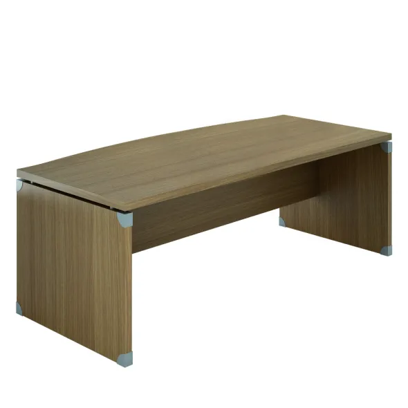 Bureau courbe Léandre Manager - l. 160 x pr. 90-101 cm - plateau mélaminé - pieds panneaux