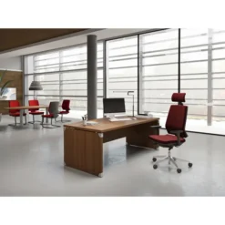 Bureau courbe Léandre Manager - l. 160 x pr. 90-101 cm - plateau mélaminé - pieds panneaux
