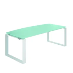 Bureau courbe Léandre Manager - l. 180 x pr. 90-101 cm - plateau verre - pieds cadre