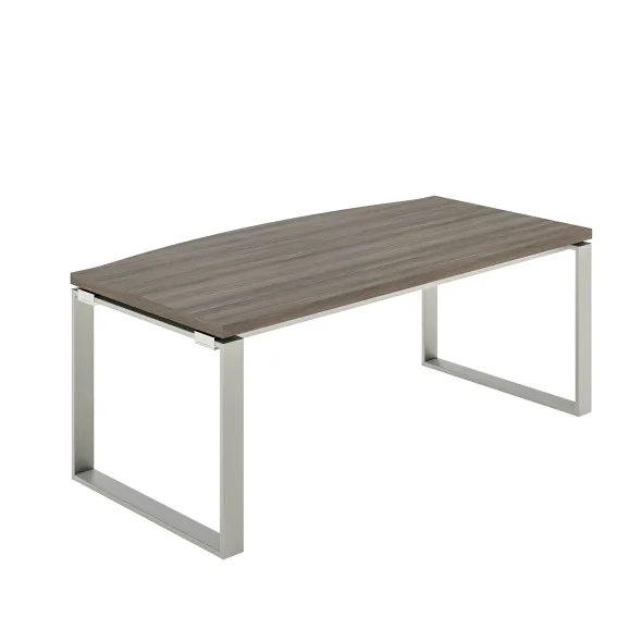 Bureau courbe Léandre Manager - l. 160 x pr. 90-101 cm - plateau mélaminé - pieds cadre