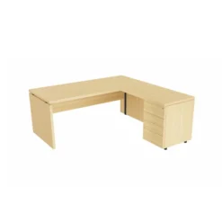 Bureau droit Amphitéo - l. 180 x pr. 80 cm + retour sur caisson porteur l. 100 x pr. 60 cm - 4 tiroirs plats