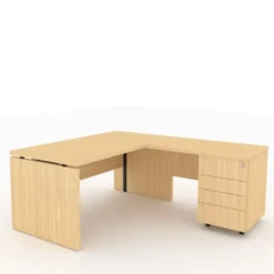 Bureau droit Amphitéo - l. 160 x pr. 80 cm + retour sur caisson porteur l. 100 x pr. 60 cm - 4 tiroirs plats