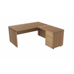 Bureau droit Amphitéo - l. 160 x pr. 80 cm + retour sur caisson porteur l. 100 x pr. 60 cm - 4 tiroirs plats