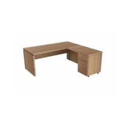 Bureau droit Amphitéo - l. 180 x pr. 80 cm + retour sur caisson l. 100 x pr. 60 cm - 2 tiroirs plats 1 doss. susp.