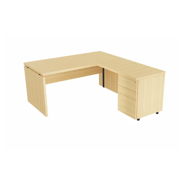 Bureau droit Amphitéo - l. 160 x pr. 80 cm + retour sur caisson l. 100 x pr. 60 cm - 2 tiroirs plats 1 doss. susp.