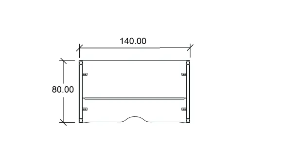 Bureau droit Arial - l. 140 x pr. 80 cm