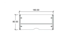Bureau droit Arial - l. 180 x pr. 80 cm