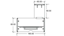 Bureau droit Arial - l. 180 x pr. 80 cm + retour 80 x 60 cm