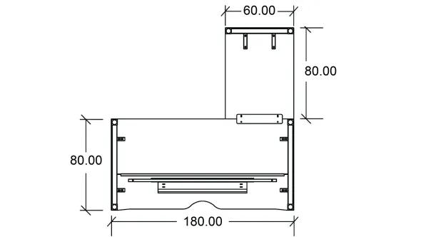 Bureau droit Arial - l. 180 x pr. 80 cm + retour 80 x 60 cm