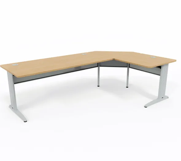 Bureau droit Corial - l. 180 x pr. 80 cm + angle 90° + retour l. 80 x pr. 80 cm