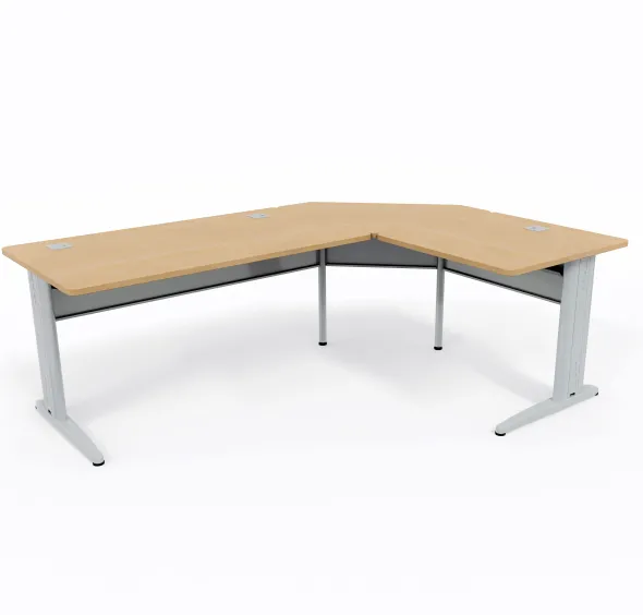 Bureau droit Corial - l. 140 x pr. 80 cm + angle 90° + retour l. 80 x pr. 80 cm