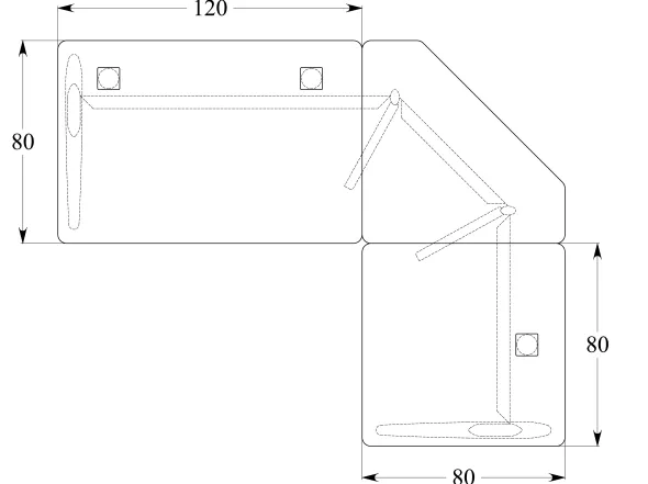 Bureau droit Corial - l. 120 x pr. 80 cm + angle 90° + retour l. 80 x pr. 80 cm