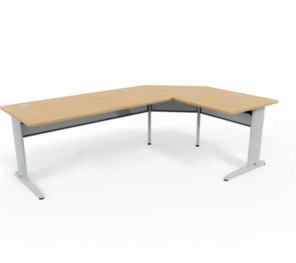 Bureau droit Corial - l. 160 x pr. 80 cm + angle 90° + retour l. 80 x pr. 80 cm