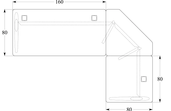 Bureau droit Corial - l. 160 x pr. 80 cm + angle 90° + retour l. 80 x pr. 80 cm