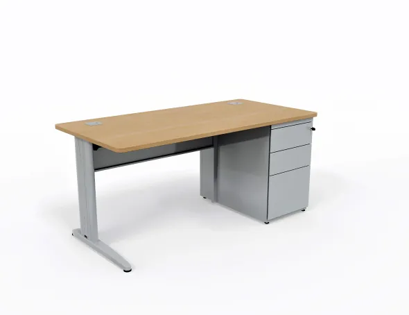 Bureau droit Corial - l. 160 x pr. 80 cm - avec caisson porteur - délai court