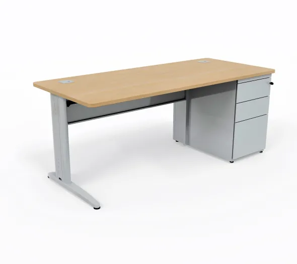 Bureau droit Corial - l. 180 x pr. 80 cm - avec caisson porteur - délai court