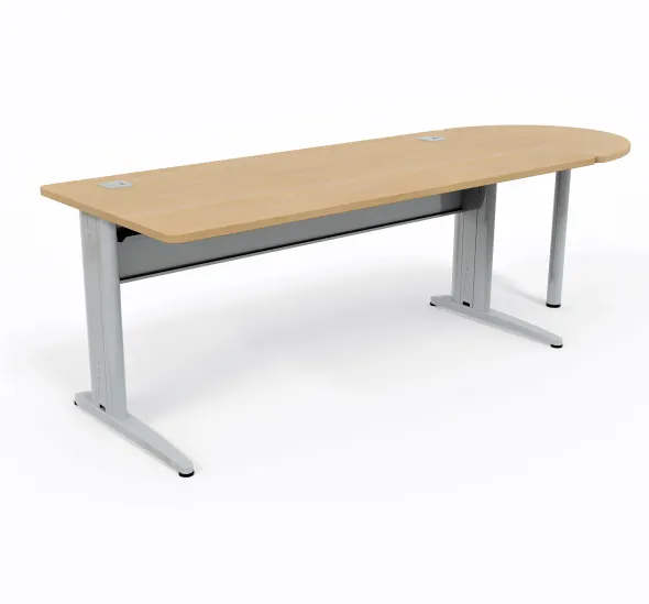 Bureau droit Corial - l. 180 x pr. 80 cm + convivialité demi-lune latérale