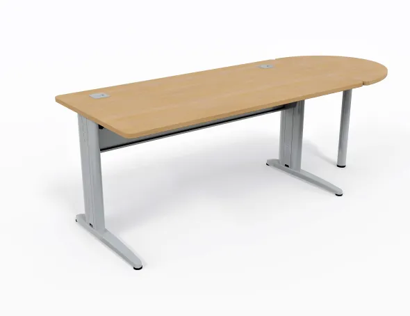 Bureau droit Corial - l. 160 x pr. 80 cm + convivialité demi-lune latérale