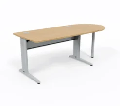Bureau droit Corial - l. 140 x pr. 80 cm + convivialité demi-lune latérale