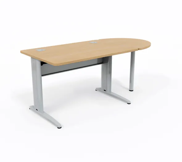 Bureau droit Corial - l. 120 x pr. 80 cm + convivialité demi-lune latérale