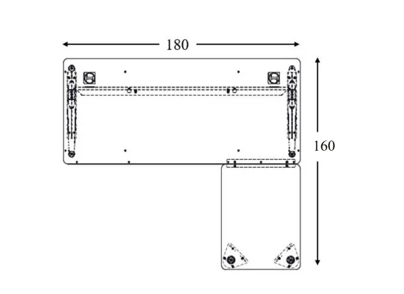Bureau droit Corial - l. 180 x pr. 80 cm + retour l. 80 x pr. 60 cm
