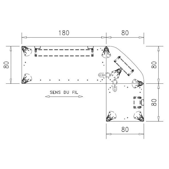 Bureau droit Epure - l. 180 x pr. 80 cm + angle 90° + retour l. 80 x pr. 80 cm