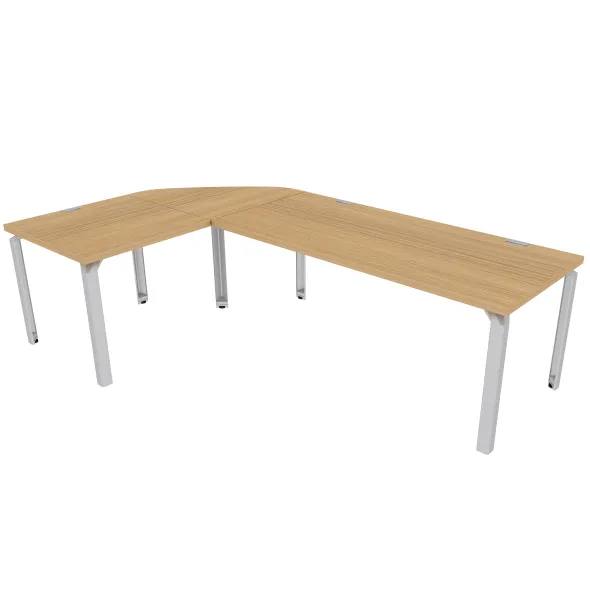 Bureau droit Epure - l. 180 x pr. 80 cm + angle 90° + retour l. 80 x pr. 80 cm