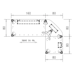 Bureau droit Epure - l. 160 x pr. 80 cm + angle 90° + retour l. 80 x pr. 80 cm