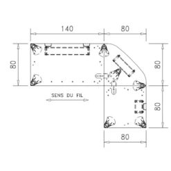 Bureau droit Epure - l. 140 x pr. 80 cm + angle 90° + retour l. 80 x pr. 80 cm