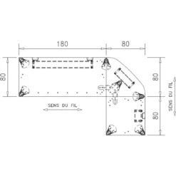 Bureau droit Epure - l. 180 x pr. 80 cm + angle 90° + retour l. 80 x pr. 80 cm - piétement réglable en hauteur