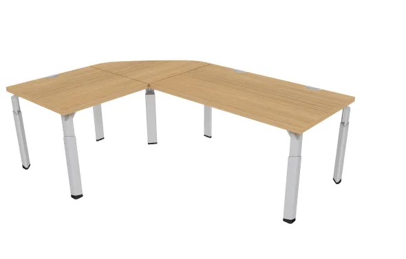 Bureau droit Epure - l. 140 x pr. 80 cm + angle 90° + retour l. 80 x pr. 80 cm - piétement réglable en hauteur