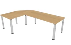 Bureau droit Epure - l. 160 x pr. 80 cm + angle 90° + retour l. 80 x pr. 80 cm - piétement réglable en hauteur