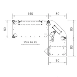 Bureau droit Epure - l. 160 x pr. 80 cm + angle 90° + retour l. 80 x pr. 80 cm sur caisson porteur