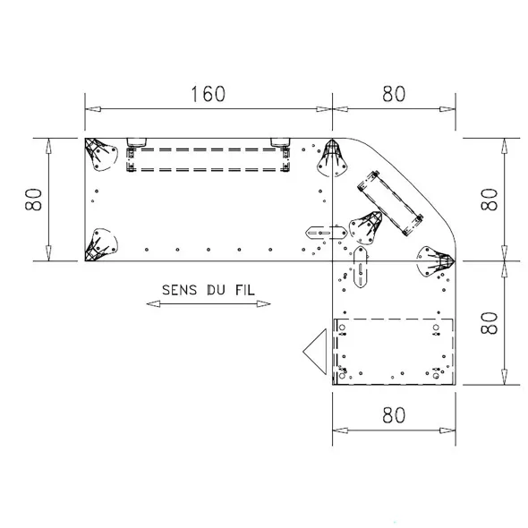 Bureau droit Epure - l. 160 x pr. 80 cm + angle 90° + retour l. 80 x pr. 80 cm sur caisson porteur