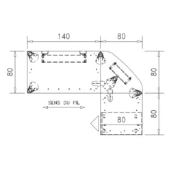 Bureau droit Epure - l. 140 x pr. 80 cm + angle 90° + retour l. 80 x pr. 80 cm sur caisson porteur