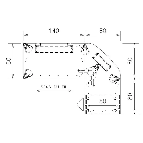 Bureau droit Epure - l. 140 x pr. 80 cm + angle 90° + retour l. 80 x pr. 80 cm sur caisson porteur