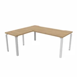 Bureau droit Epure - l. 180 x pr. 80 cm - échancrure + retour l. 80 x pr. 60 cm