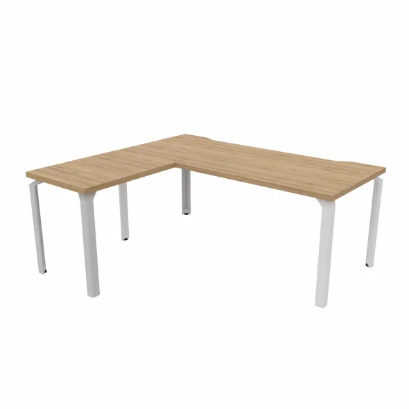 Bureau droit Epure - l. 180 x pr. 80 cm - échancrure + retour l. 80 x pr. 60 cm