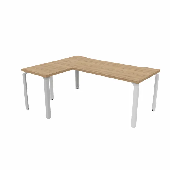 Bureau droit Epure - l. 180 x pr. 80 cm - échancrure + retour l. 60 x pr. 60 cm