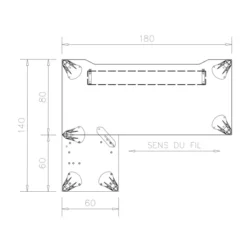 Bureau droit Epure - l. 180 x pr. 80 cm - échancrure + retour l. 60 x pr. 60 cm