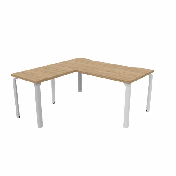 Bureau droit Epure - l. 160 x pr. 80 cm - échancrure + retour l. 80 x pr. 60 cm